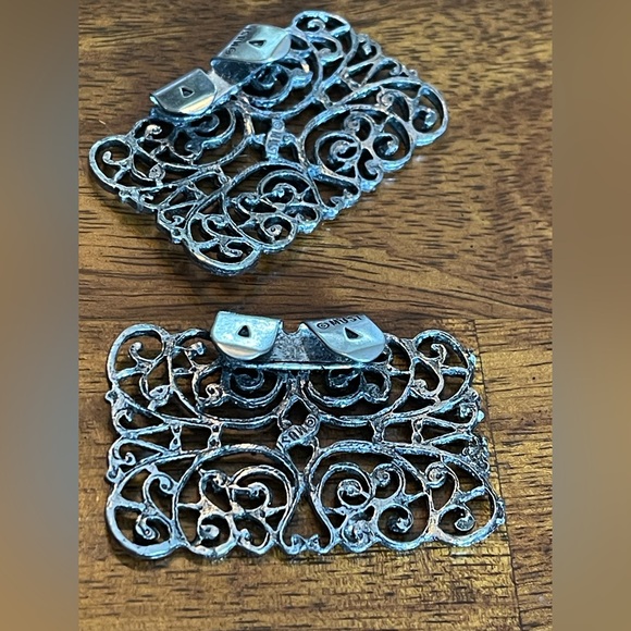 Vintage Musi Victorian Revival Silver Tone Shoe Clips w/Intricate Design - Picture 4 of 10